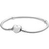 YPYC Braccialetto in argento Sterling 925 a forma di cuore con fiore rotondo e chiusura a serpente per la marcatura di gioielli con perline, 20 cm, Acetato, Nessuna pietra preziosa