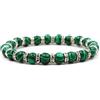Tolldek Bracciale in malachite da 8 mm, delicato con zirconi, da donna e da uomo, con pietre naturali, realizzato a mano, 19 cm, 19cmx8mm, Cristallo, Malachite