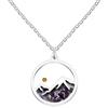 Tobestu Collana placcata in platino con pietra naturale religiosa per donne e uomini, collana rotonda con ciondolo a forma di semi di senape di montagna YA5071, Adjustable, Acciaio inossidabile,