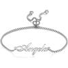 Jeweidea Braccialetti personalizzati con nomi per donna Braccialetti in argento con incisione Nomi di famiglia regolabili Ciondolo per mamma Moglie Fidanzata Natale Compleanno San Valentino Regali