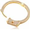 ICEDIAMOND Bracciale da uomo placcato oro bianco con manette hip hop micro incastonate con zirconi scintillanti e fibbia lunga dentata F ottone zirconia cubica, F, Ottone, Zirconia cubica