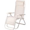 Sedia Gran RelaxImbottita Reclinabile E Richiudibile 65x90x110 cm in Acciaio PVC e Poliestere Avorio Rio Plus