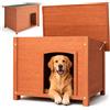 Cuccia per Cani Grande per Esterno 116x79x81 cm con Tetto Apribile in Legno di Cipresso