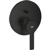 GROHE Lineare Set Finitura Miscelatore Doccia/Vasca Incasso Monocomando con Deviatore Automatico 2 Vie (Leva Metallica, Cartuccia Ceramica 46 mm, Senza Box da Incasso), Nero Opaco