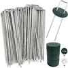 AGAKY 40 picchetti da giardino con rondelle, picchetti di fissaggio in acciaio zincato, per bache, graffe di fissaggio per tele, 150 mm di lunghezza, 25 mm di larghezza, 2,8 mm di diametro