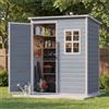 Blishom Casetta da Giardino in Resina,Capanno Porta Attrezzi Intemperie con 1 finestra, 1 porta 156×104×186 cm,Grigio