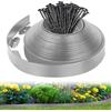 FARYODI Bordo flessibile per prato, in plastica, 10 m x 5 cm, con 50 picchetti, idea da giardino per giardini, aiuole e sentieri di cortile, grigio