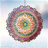 Eiryhope Mulino a vento a forma di fiore di mandala, cielo stellato, in metallo cinetico tagliato al laser, scultura del vento 3D da appendere, per giardino, terrazza e cortile, decorazione per