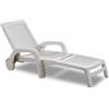 BICA Lettino Prendisole Miami Bianco con Design Rattan, Pieghevole ed Impilabile