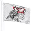 Lawenp Gufo Bandiera 4x6 FT Gufi Animali Notturni con Fiocco a Quadretti Rosso Occhiali Parola Bandiere per Esterni Grande Benvenuto Cortile Striscioni Casa Giardino Cortile Prato Decor Nero Bian
