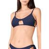 Goldenpoint Donna Costume da Bagno Costina Lamè - Parte Alta del Bikini - Brassière Cut out con Imbottitura Removibile a Costine Tinta Unita con Lurex Taglia 2B Colore Blu