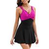 GRACE KARIN Costume da bagno intero estivo da donna con scollo a V floreale con pantaloncini, Magenta Con Nero, S