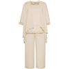 Hanna Nikole Completo da sera in chiffon taglie forti da donna Set cocktail party festivo elegante set 2 pezzi girocollo maniche corte e pantaloni a vita alta tuta due pezzi, Beige, 24 Plus