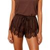 YILEEGOO Boxer da donna in raso di seta Y2k con finiture in pizzo, micro mini pantaloncini pigiama, mutandine a vita bassa, lounge slip, pantaloni PJ, L