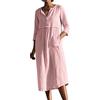 ORANDESIGNE Vestito Donna Elegante Lungo Abito Estivo Taglie Forti Tinta Unita Casual Vintage rétro Boho Midi Abito da Spiaggia Abito in Lino con Tasche B Rosa 3XL