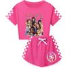 Temolie K-POP Katseye Merch T-shirt e pantaloncini per ragazze abbigliamento yoga set grafica con stampa per fan di musica outfit per bambini streetwear 5-13 anni, Rosé, 11-12 jaar