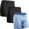 DANISH ENDURANCE Boxer Uomo Sportivi, 3 Paia, Multicolore (2 X Nero, 1 X Mosaico Blu), L