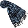 Lorenzo Cana Pashmina Sciarpa da donna in fibra naturale floreale Stola 70 cm x 210 cm blu/nero Taglia unica