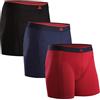 DANISH ENDURANCE Boxer Uomo in bambù, 3 Paia, Multicolore (1xNero/Rosso, 1xBlu Marino, 1xRosso), M