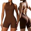 NexusGoods Tuta Corta Donna Schiena Scoperta - Modella Pancia, Solleva Glutei, Zip Frontale, Coppe Rimovibili, 4-Way Stretch per Palestra Yoga