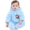 Gaorui Tutina invernale per neonato unisex bambino con cappuccio, pagliaccetto in pile, tutina completa, tuta da neve tutto in uno, completi, Blu, 0-3 mesi