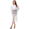marysgift Kimono in pizzo all'uncinetto, pareo da spiaggia da donna, taglia 38-50, G-bianco, 6-20