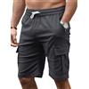 Tolaler Pantaloncini Cargo Uomo Estivi Pantaloni Corti Casual Coulisse Bermuda Shorts Vita Elasticizzata con Tasche