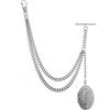 Generic Catena per orologio da tasca singola Albert color argento con ciondolo a medaglione 001-S, Argento, 35,56 cm
