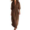 WZMYDBD Abiti Estivi Donna Lungo Casual Vestiti Lunghi Prendisole Cotone Maniche A Tre Quarti Vestito da Spiaggia Leggero Casual Abiti Elegante Copricostume Summer Dress