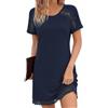Jahetuul Camicia da Notte Donna Estiva a Maniche Corte Camicie da Notte | Aperta Davanti Cotone con Collo a V e Polsini in Pizzo Pigiama da Donna con Bottoni