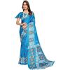 Generic Bhuvik Creations - Sari da donna in seta con camicetta non cucita, stampa artistica tradizionale indiana, sari etnico, Blu, Taglia Unica