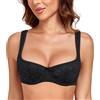 Lemorosy Reggiseno Donna Balconcino con Ferretto Imbottite(Nero Fiore,5D) | Push up Spalline larghe imbottite regolabili Scollo Squadrato Sagomato garantisce sostegno e modellatura del seno