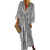 ThiCc Vestito da donna lucido kimono midi - estate elegante vacanza spiaggia cardigan manica media costume da bagno bikini copertura party cocktail matrimonio ospite sarong, Argento, L