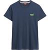 Superdry Maglietta Essential da Uomo in Cotone Biologico con Logo Lauren Blu Navy/Lime Neon XXL