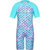 HUAANIUE Ragazze Costume da Bagno Rosa UPF 50 + UV Costume da Bagno One Piece Fiore Nuoto Zipper 8-10 Anni Costume Solare Estate Vestiti