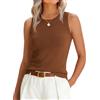 AirMood Canottiera da donna in misto lana, casual, a girocollo, senza maniche, da lavoro, vestibilità aderente, Caff, XXL