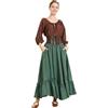 BEAUTELICATE Gonna medievale da donna, lunga, vintage, linea ad A, maxi gonna con volant, vittoriana, con tasche, per LARP vichinghi, cosplay, Halloween, costumi di carnevale