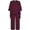 Hanna Nikole Completo da sera in chiffon taglie forti da donna Set cocktail party festivo elegante set 2 pezzi girocollo maniche corte e pantaloni a vita alta tuta due pezzi, Rosso vinaccia, 24 Plus