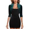 LADI TREND Coprispalle da donna con maniche a 3/4, casual, mezza foderata, aperta sul davanti, in velluto, bolero, cardigan, maglioni, serate, ufficio, feste