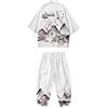 Doslavida - Set cardigan kimono giapponese da uomo, stile cinese, stampato, giacca e pantaloni, aperto sul davanti, a sette maniche, M