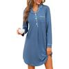 Jahetuul Camicia da Notte Donna Manica Lunga Cotone