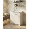 Arredamenti Delmar Delmar Mobile Lavatoio in Legno Nobilitato, Bianco, 75x60 cm Altezza 85 cm, Con Sportello Push e Lavabo Pila Pilozzo in Resina, Made in Italy, Già Montato per Bagno e Lavanderia
