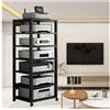 Generic Mobile Stereo Hi Fi Porta Elettroniche, Mobiletto Rack Audio A 7 Livelli In Legno，Telaio In Metallo Per Impianto Hi-Fi Stereo, Rack Audio Mobile Con Ruote Universali(Nero)