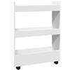 Generico Carrello portaoggetti Stretto a 3 Ripiani Bianco in Legno ingegnerizzato,Mobili,Carrelli e Isole,Carrelli da Cucina,Bianco,12.05 kg,855250