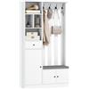 HOMCOM Appendiabiti da Terra 180cm con Panca Porta Scarpe Bianco