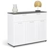 IDMarket - Aparador VITO con 3 puertas y 1 cajón, tapa blanca y gris 100 cm