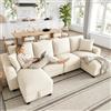 Muskel Divano moderno a forma di U 280 x 137 cm in ciniglia, paesaggio soggiorno con 2 posti e due chaise longue, divano angolare con vano portaoggetti, divano modulare con 2 cuscini per soggiorno