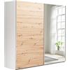 Composad | Armadio della Linea SYSTEMA, Armadio a 2 Ante Scorrevoli con Ante a Specchio, Camera da letto, (LxAxP) 250x223x67 cm, Colore Bianco e Rovere Oak Mielato, Made in Italy