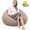 Qnbonrich Divano gonfiabile, poltrona gonfiabile, 105 x 105 x 60 cm, poltrona gonfiabile ultra morbida, senza imbottitura di fagioli, veloce e portatile, per soggiorno, giardino, campeggio (marrone)