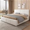 ZKLOEP Letto imbottito, matrimoniale, 180 x 200 cm, letto con rete a doghe, testiera imbottita, beige bouclé